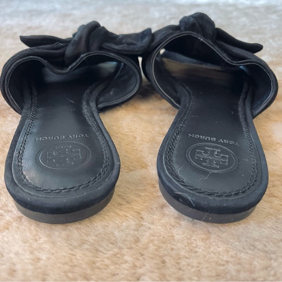 Tory Burch Annabelle Suede Leather Bow Open Toe Slide Sandals In Black Size 7 - Picture 5 of 14